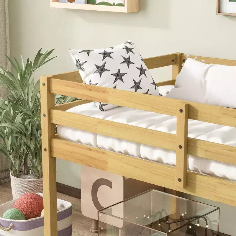 MAYEERTY Full Bed Frame Solid Pine Wood No Box Spring Needed Noise-Free Design