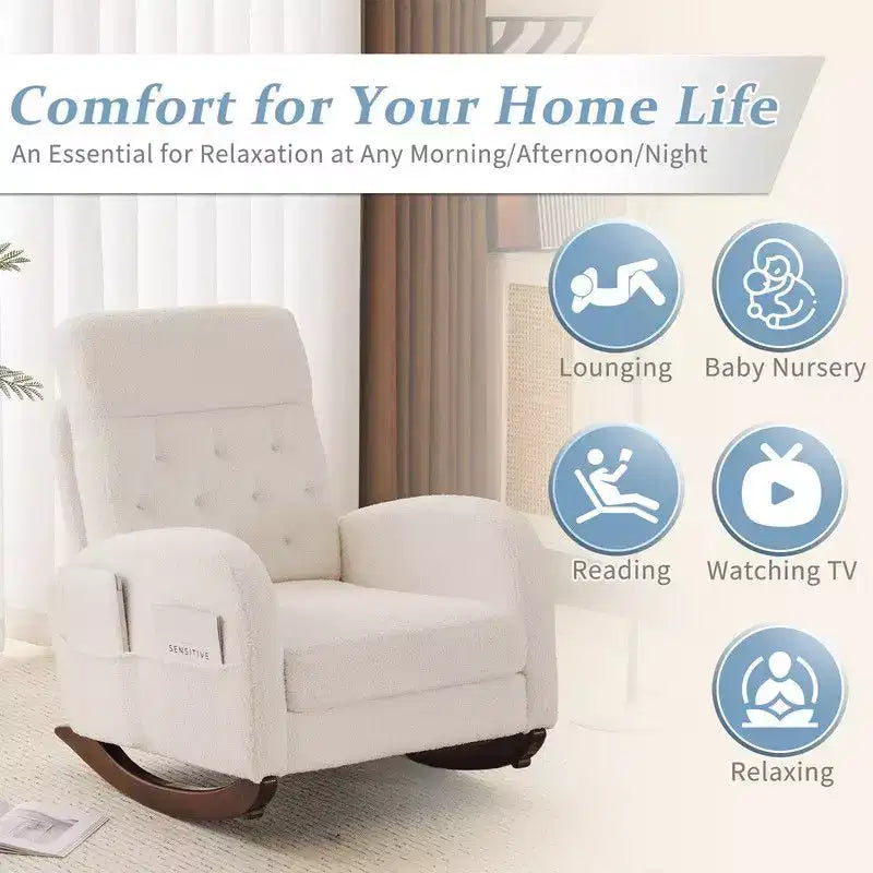 Karl Home Upholstered Beige Rocking Chair