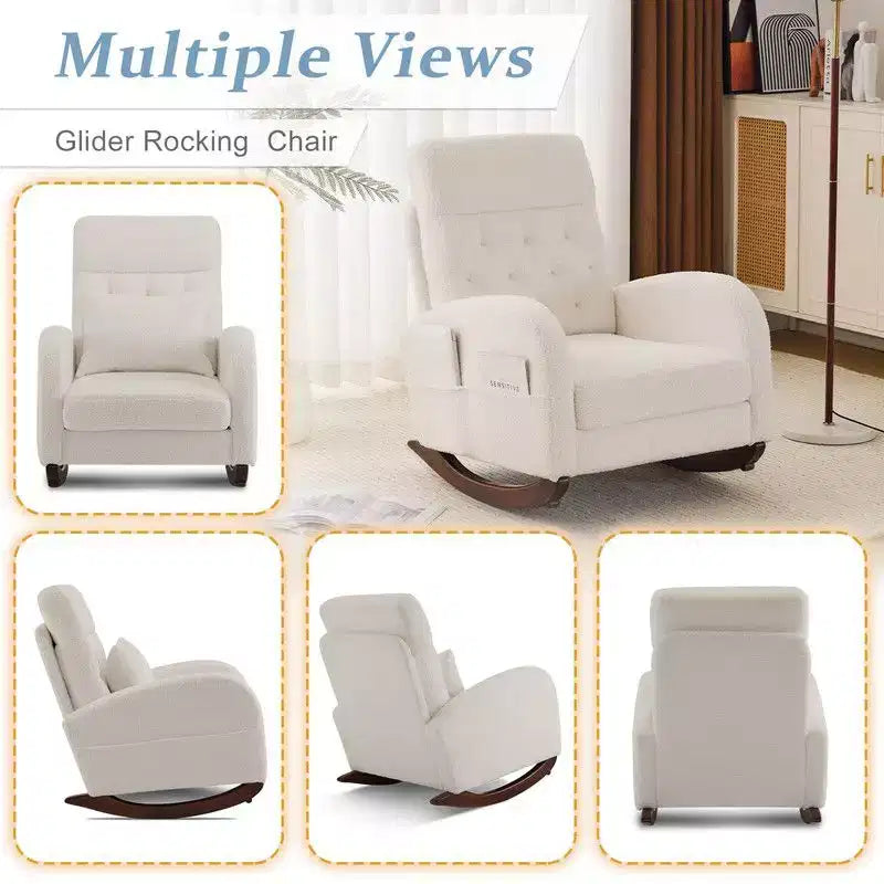 Karl Home Upholstered Beige Rocking Chair