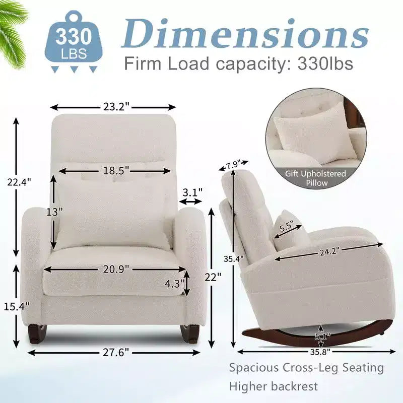 Karl Home Upholstered Beige Rocking Chair