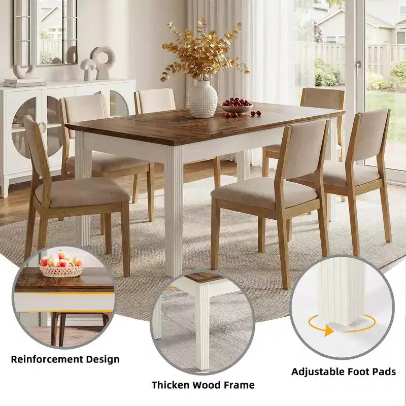 MAYEERTY 63 Wood Grain Dining Table, Easy Assembly Multi-Use Home Office Desk