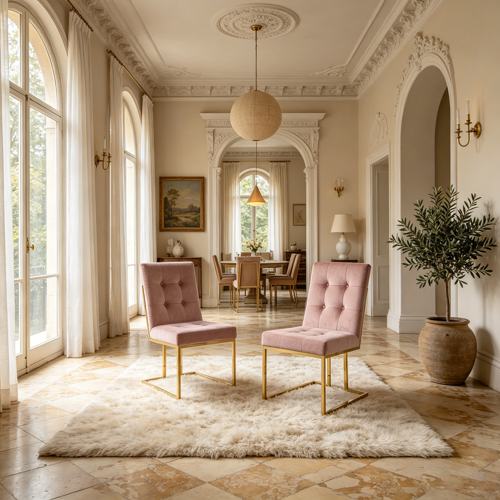 Chaise de salle à manger en velours, lot de 2