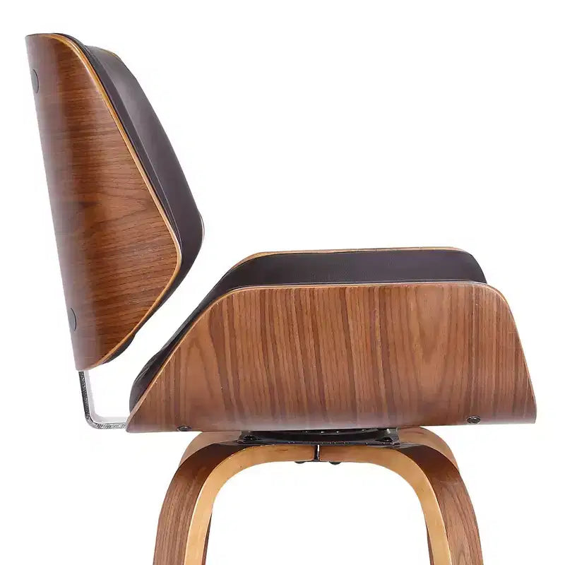 Tabouret de bar pivotant réglable mi-siècle en similicuir marron