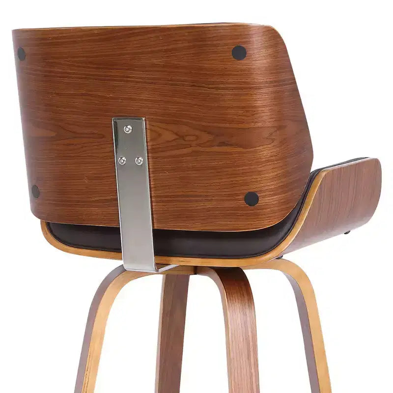 Tabouret de bar pivotant réglable mi-siècle en similicuir marron
