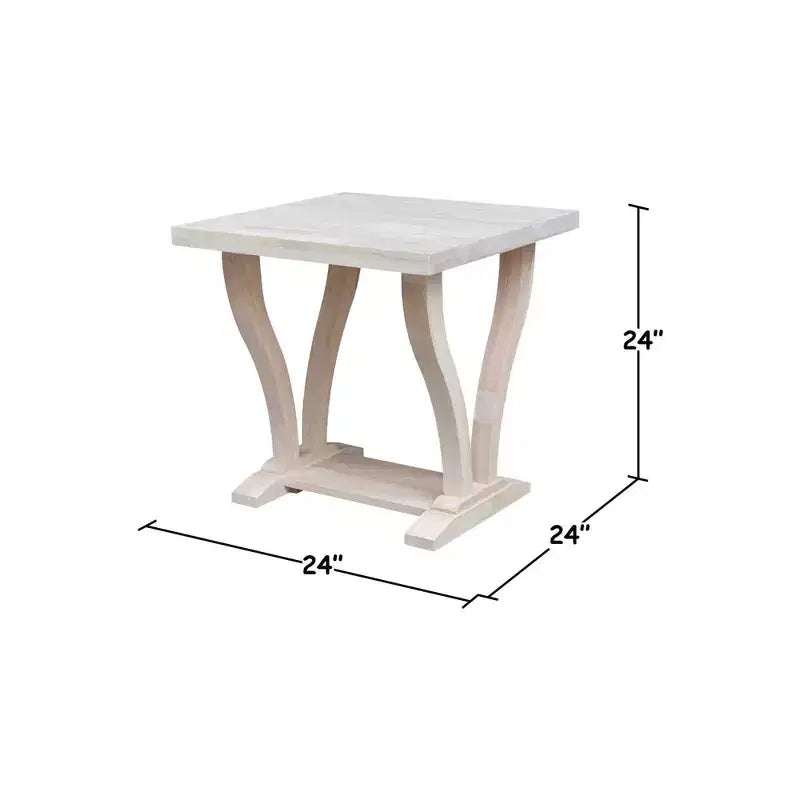 Lacasa Solid Wood End Table Unfinished - International Concepts