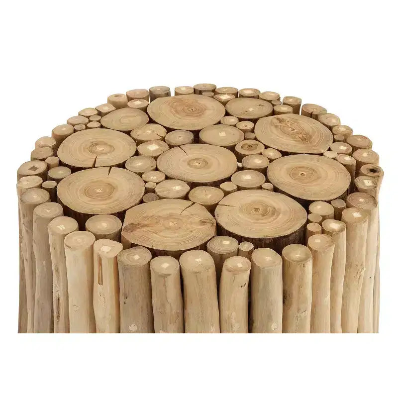 Olivia & May Contemporary Teak Wood Cylinder Side Table Brown: Handcrafted, No Assembly, Indoor Use