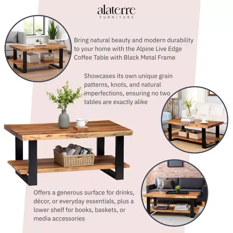 Table basse en bois Live Edge Naturelle