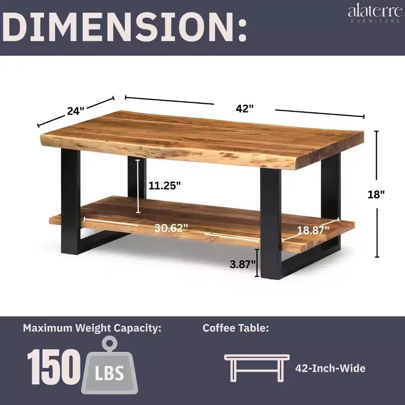 Table basse en bois Live Edge Naturelle