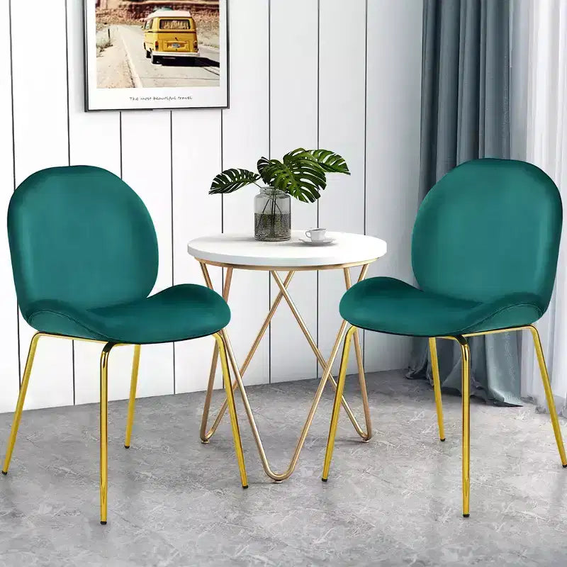 Costway Set of 2 Velvet Accent Chairs Dining Side Chairs w/Gold Metal Legs Pink/Beige/Green/Grey