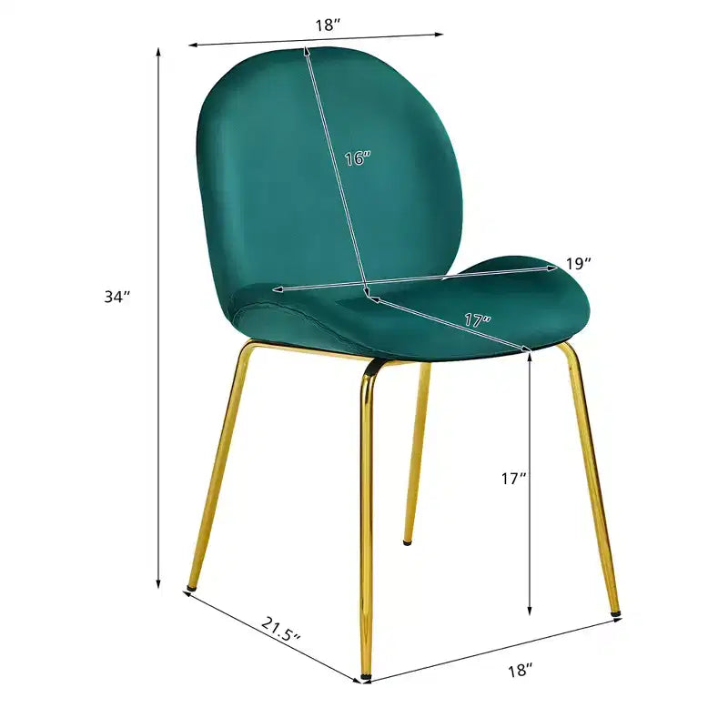 Costway Set of 2 Velvet Accent Chairs Dining Side Chairs w/Gold Metal Legs Pink/Beige/Green/Grey