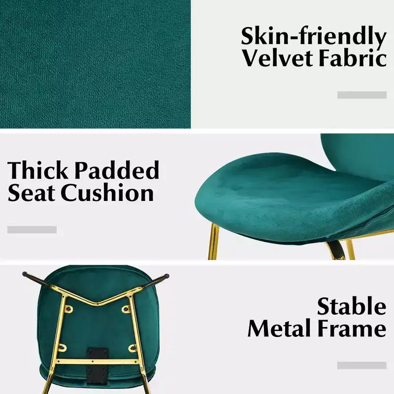 Costway Set of 2 Velvet Accent Chairs Dining Side Chairs w/Gold Metal Legs Pink/Beige/Green/Grey