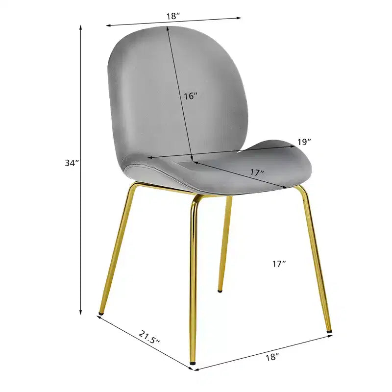 Costway Set of 2 Velvet Accent Chairs Dining Side Chairs w/Gold Metal Legs Pink/Beige/Green/Grey