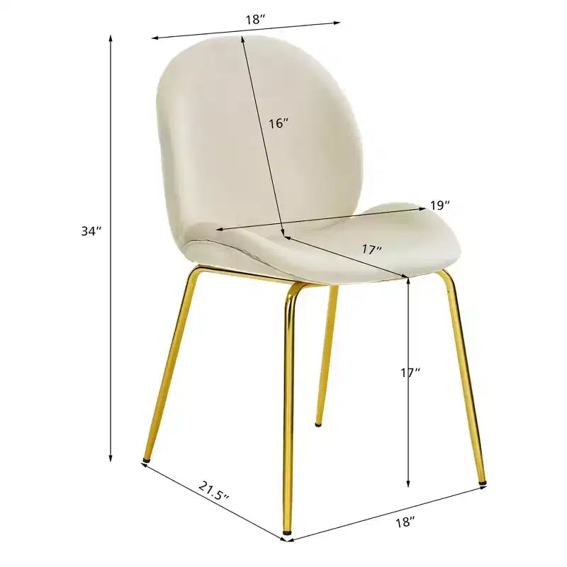 Costway Set of 2 Velvet Accent Chairs Dining Side Chairs w/Gold Metal Legs Pink/Beige/Green/Grey