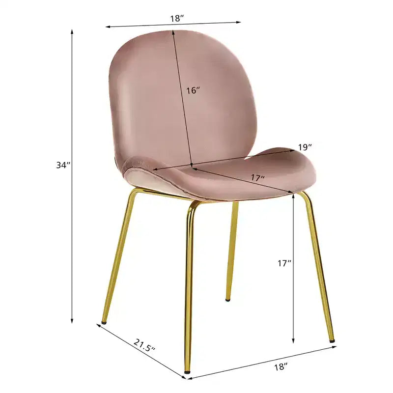 Costway Set of 2 Velvet Accent Chairs Dining Side Chairs w/Gold Metal Legs Pink/Beige/Green/Grey