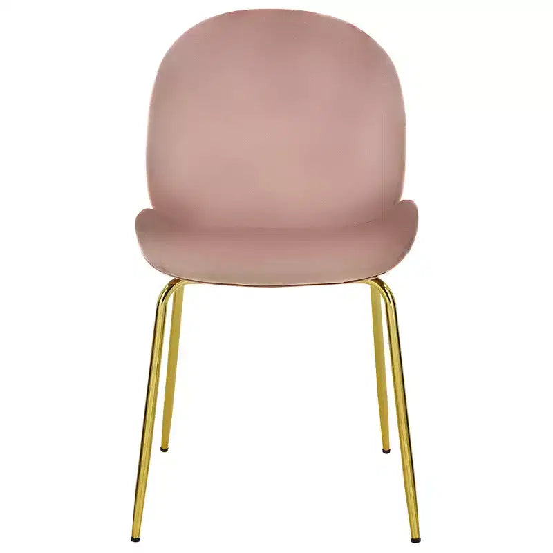 Costway Set of 2 Velvet Accent Chairs Dining Side Chairs w/Gold Metal Legs Pink/Beige/Green/Grey