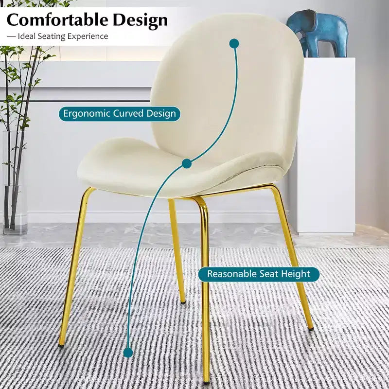 Costway Set of 2 Velvet Accent Chairs Dining Side Chairs w/Gold Metal Legs Pink/Beige/Green/Grey
