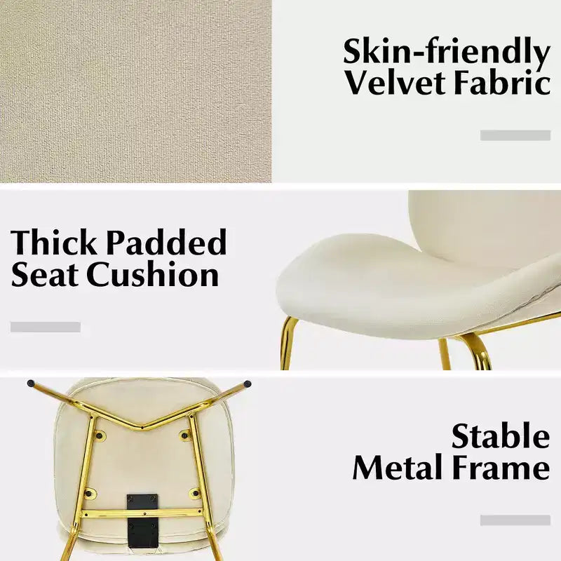 Costway Set of 2 Velvet Accent Chairs Dining Side Chairs w/Gold Metal Legs Pink/Beige/Green/Grey