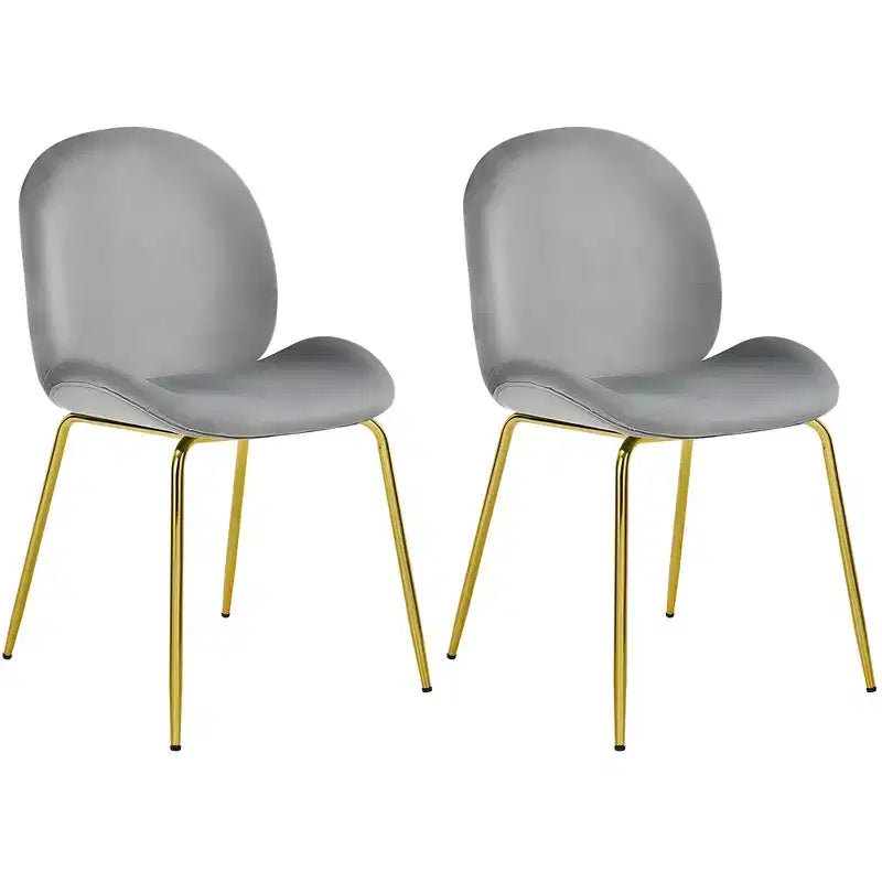 Costway Set of 2 Velvet Accent Chairs Dining Side Chairs w/Gold Metal Legs Pink/Beige/Green/Grey