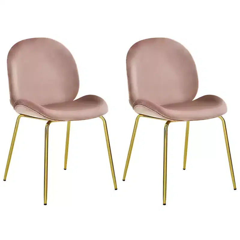 Costway Set of 2 Velvet Accent Chairs Dining Side Chairs w/Gold Metal Legs Pink/Beige/Green/Grey