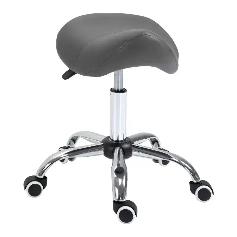 HOMCOM Ergonomic Rolling Saddle Stool PU Leather Hydraulic Spa Stool Height Adjustable Swivel Drafting Medical Salon Chair